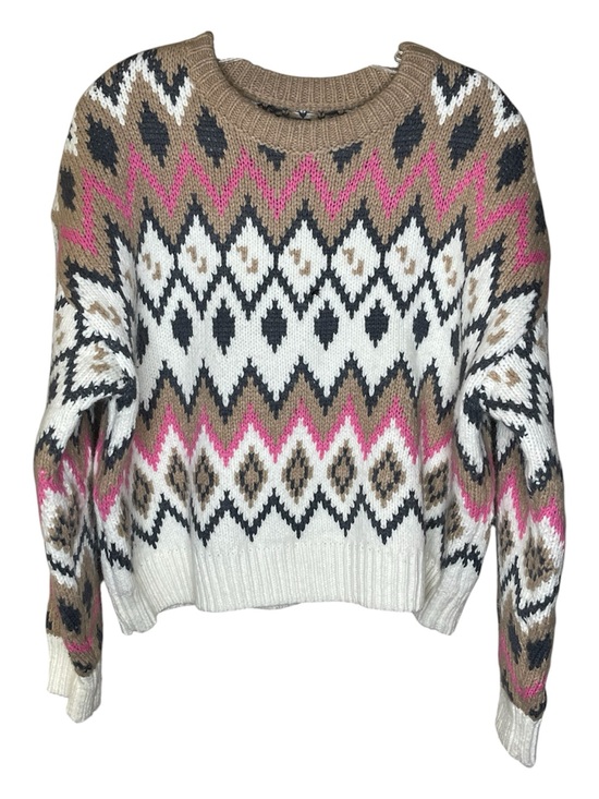 Primark Sweaters - Primark Women's Crewneck Sweater - White, Tan & Pink Sz M